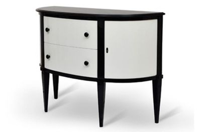 Art Deco Sideboard Schwarz / Weiß handbemalt 129 cm - Hotel Collection