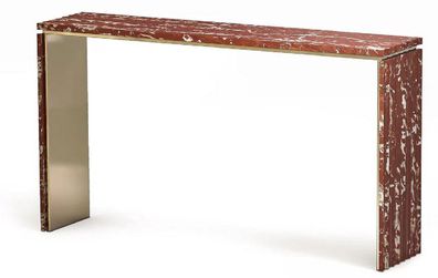 Casa Padrino Luxus Marmor Konsole Rot / Messingfarben 180 x 40 x H. 90 cm - Edler Kon