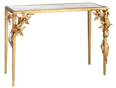 Casa Padrino Luxus Konsole mit dekorativen handgeschmiedeten Blumen Gold 120 x 45 x H