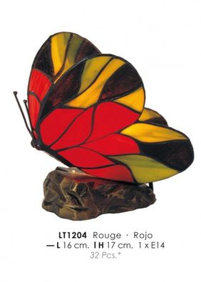 Casa Padrino Tiffany Tischleuchte Schmetterling Rot Ø 16 x H. 17 cm - Tiffany Deko Le