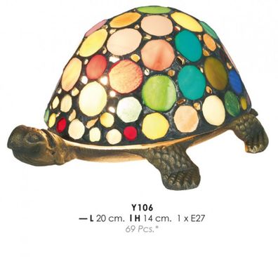 Casa Padrino Tiffany Tischleuchte Schildkröte Bunt Ø 20 x H. 14 cm - Tiffany Deko Leu