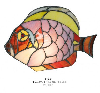 Casa Padrino Tiffany Wandleuchte Fisch Bunt Ø 26 x H. 16 cm - Tiffany Deko Leuchten