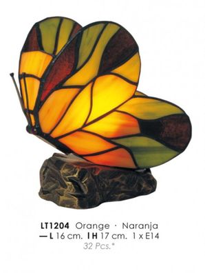 Casa Padrino Tiffany Tischleuchte Schmetterling Ø 16 x H. 17 cm - Tiffany Deko Leucht