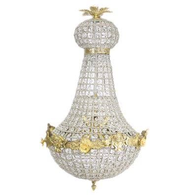 Barock Kronleuchter Gold mit Glaskristallen 50 x H 90 cm Antik Stil - Möbel Lüster Le