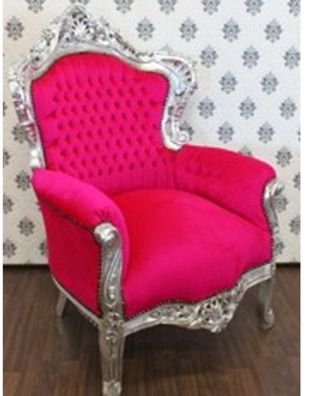 Casa Padrino Barock Sessel King Pink / Silber - Luxus Antik Stil Möbel