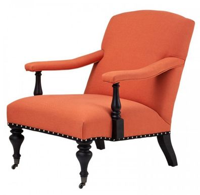 Luxus Barock Salon Sessel Orange/ Schwarz aus der Luxus Kollektion von Casa Padrino -