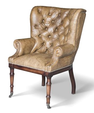 Casa Padrino Chesterfield Echtleder Sessel Vintage Leder mit Rollen - Luxus Wohnzimme
