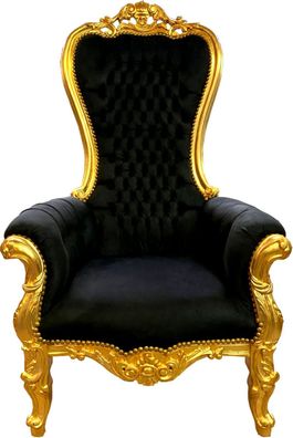 Casa Padrino Barock Thron Sessel Schwarz / Gold - Riesen Sessel Majestic Medium im Ba