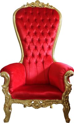 Casa Padrino Barock Thron Sessel Majestic Rot/ Gold - Riesensessel -Thron Stuhl