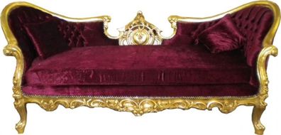 Casa Padrino Barock Sofa "Vampire" Bordeaux/ Gold - Limited Edition