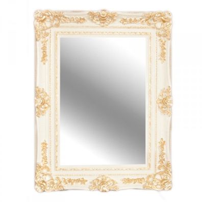 Casa Padrino Barock Wandspiegel Weiß/ Gold Antik-Look Höhe 121 cm, Breite 90 cm - Ede