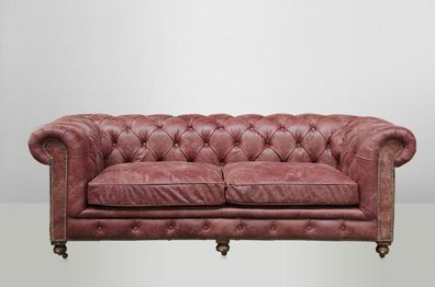 Chesterfield Luxus Echt Leder Sofa 2.5 Seater Vintage Leder von Casa Padrino Galata R