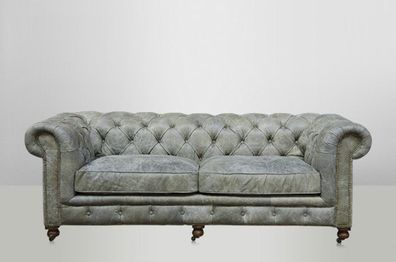Chesterfield Luxus Echt Leder Sofa 2.5 Seater Vintage Leder von Casa Padrino Galata V