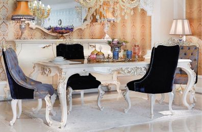 Casa Padrino Luxus Barock Esszimmerstuhl Set - 6 Küchen Stühle im Barockstil - Barock