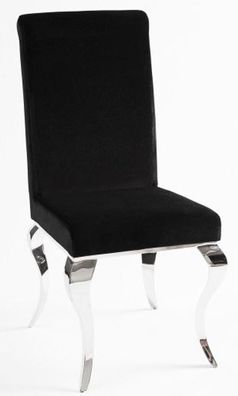 Casa Padrino Luxus Esszimmer Stuhl Schwarz / Silber - Designer Stuhl - Luxus Qualitä