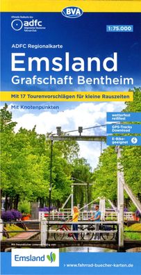ADFC-Regionalkarte Emsland Grafschaft Bentheim, 1:75.000, mit Tages