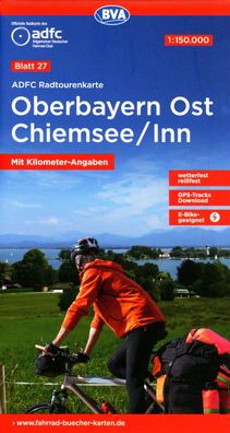 ADFC-Radtourenkarte 27 Oberbayern Ost / Chiemsee / Inn 1:150.000, r