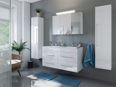 Posseik Badezimmer Badmöbel-Set Argos 4-teilig weiß hochglanz