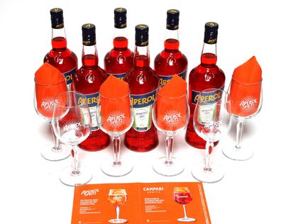 6 Flaschen Aperol Aperitivo Italiano 11% Vol. 1 Liter + 6 Original Aperol Gläser