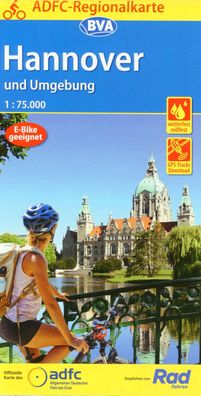 ADFC-Regionalkarte Hannover und Umgebung, 1:75.000, reiss- und wett