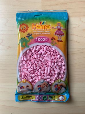 1000 HAMA Bügelperlen midi, Farbe Pastell Rosé Nr. 95, Perlen für Stiftplatten