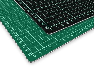 Schneidematte 60 x 45 cm (A2) grün/ schwarz selbstheilend mit Raster