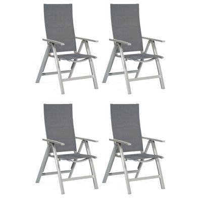 SunnySmart 4er-Set Garten-Klappsessel Concept Aluminium mit Polstertextilgewebe silb