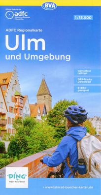 ADFC-Regionalkarte Ulm und Umgebung, 1:75.000, reiss- und wetterfes