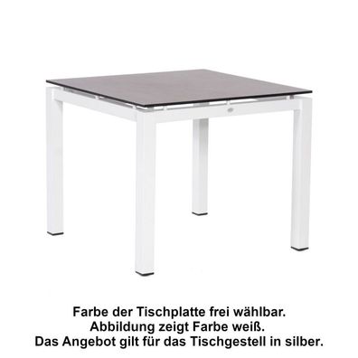 Sonnenpartner Gartentisch Base 90x90 cm Aluminium silber Tischsystem mit wählbarer T