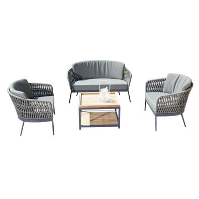 Sonnenpartner 4-teilige Lounge-Sitzgruppe Advokat und Square mit Tisch Aluminium mit