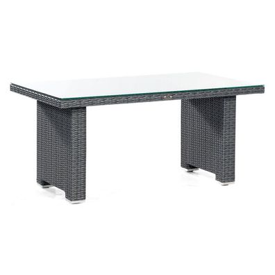 Sonnenpartner Dining-Tisch Residence 140x80 cm Alu/ Polyrattan graphit-schwarz Glas