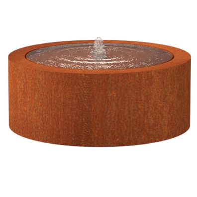 Adezz Wassertisch rund Corten-Stahl Rost braun/ orange Wasserspiel mit Pumpe und LED