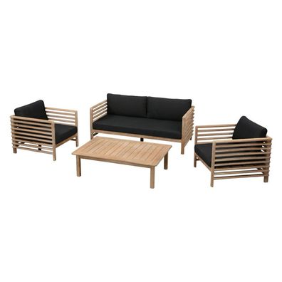 Inko 4-teilige Lounge-Sitzgruppe Jasper Akazienholz Teak-Optik mit Tisch 120x80 cm L