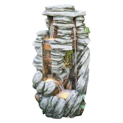 Granimex Tanyu Polystone Wasserspiel mit Pumpe LED-Beleuchtung Zierbrunnen 51x38x102