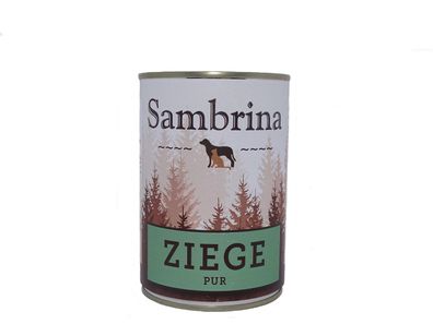 Sambrina Ziege pur 12 x 400 g - Nassfutter für Hunde getreidefrei monoprotein