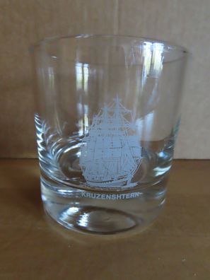 Whiskyglas Glas mit Druck Segelschiff Kreuzenshtern Viermastbark