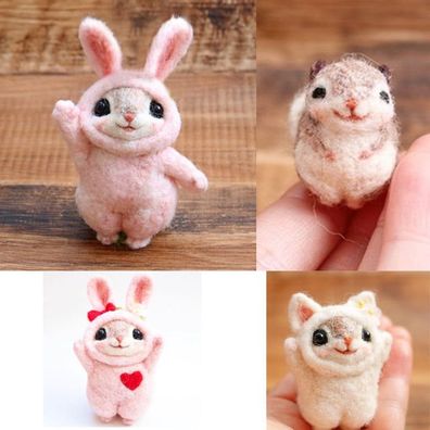 Kreative Haustiere Maus Kaninchen Eichhörnchen Wolle Filz Spielzeug Puppe Kit Kits