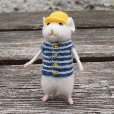 Schöne Mäuse Maus handgemachte Tier Spielzeug Puppe Wolle Nadel Filz gestoßen Kit