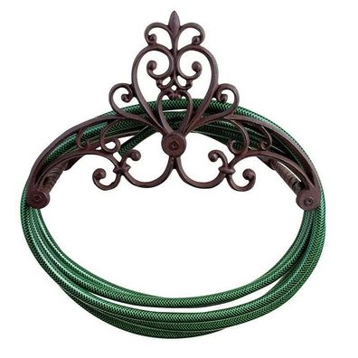 Gartenschlauchhalter Gusseisen Lilie Wandhalterung Schlauchhalter braun TG121