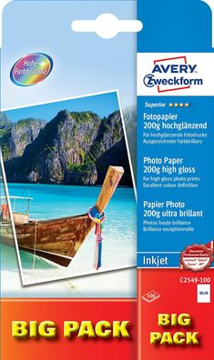 AVERY Zweckform C2549-100 Superior Inkjet Fotopapier (A6, einseitig beschichtet, ...