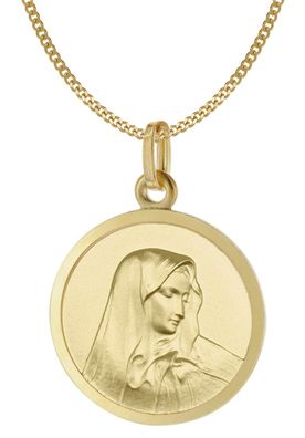Acalee Schmuck Halskette mit Madonna Anhänger Gold 333 Maria Dolorosa Ø 18 mm 50-102