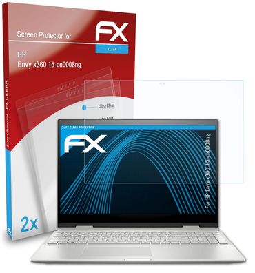 atFoliX 2x Schutzfolie kompatibel mit HP Envy x360 15-cn0008ng Displayschutzfolie