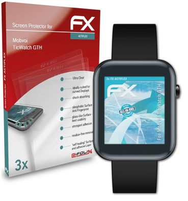 atFoliX 3x Schutzfolie kompatibel mit Mobvoi TicWatch GTH Folie klar&flexibel