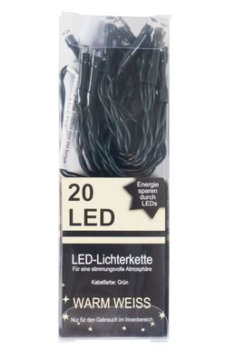 LED-Lichterkette 20-LED Dekolichter Winterdeko Weihnachtsbeleuchtung Warmweiß