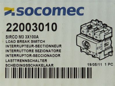 Socomec Sirco M3 Lasttrennschalter 3x100A 22003010