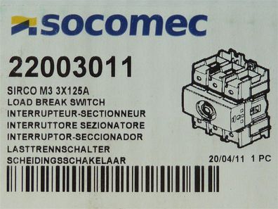 Socomec Sirco M3Lasttrennschalter 3x125A 22003011