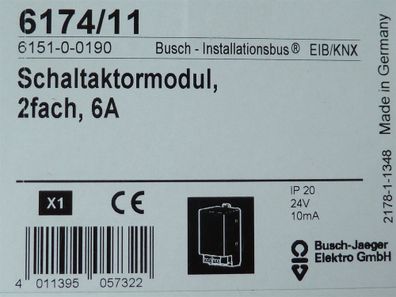 Busch Jaeger 6174-11 Schaltaktormodul 2 fach 6A