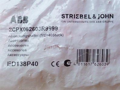 Grundpreis 0,8475€/ Stk.) 40 Stück ABB Striebel & John Abdeckungshalter 2CPX062603R9