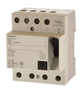 Siemens 5SM3346-4 Fi 63A 0,03A Fi Schalter Allstromsensitiv 30mA