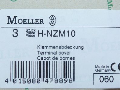 Grundpreis 5,293€/ Stk.) Vpe.3Stück Moeller H-NZM10 Klemmenabdeckung